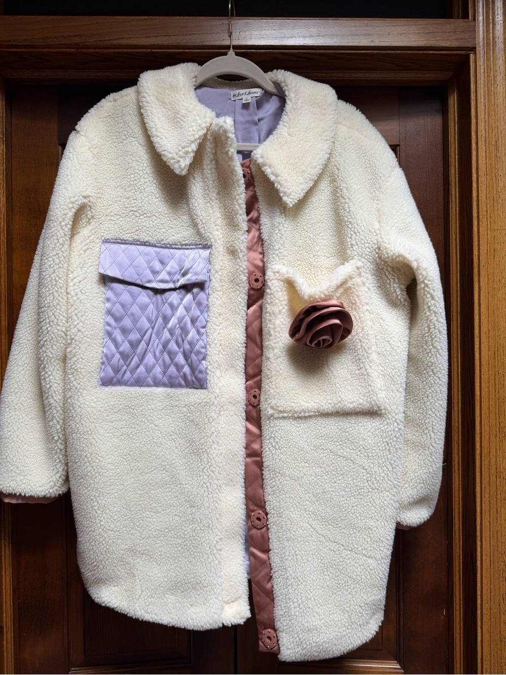 For Love & Lemons “Katrina” Faux Shearling Jacket, Size Medium